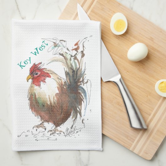 Key West Rooster Dish Towel Theedoek (Quarter Fold)