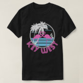 Key West Roze Flamingo Hart 80s Retro  T-shirt (Design voorkant)