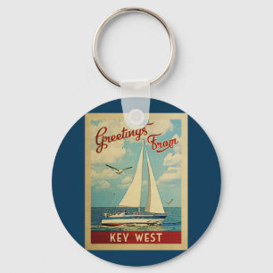 Key West Sailboot Vintage Travel Florida Sleutelhanger