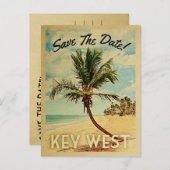 Key West Save the Date  Beach Palm Tree Aankondigingskaart (Voorkant / Achterkant)