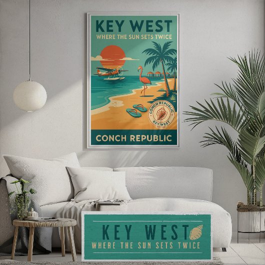 Key West Sunset - Conch Republic watervliegtuig Ar Poster