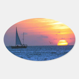 Key West Sunset Ovale Sticker