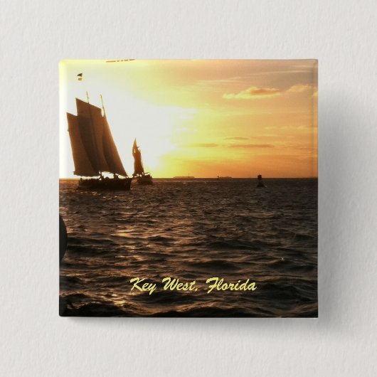 Key West Sunset Pin Vierkante Button 5,1 Cm (Voorkant)