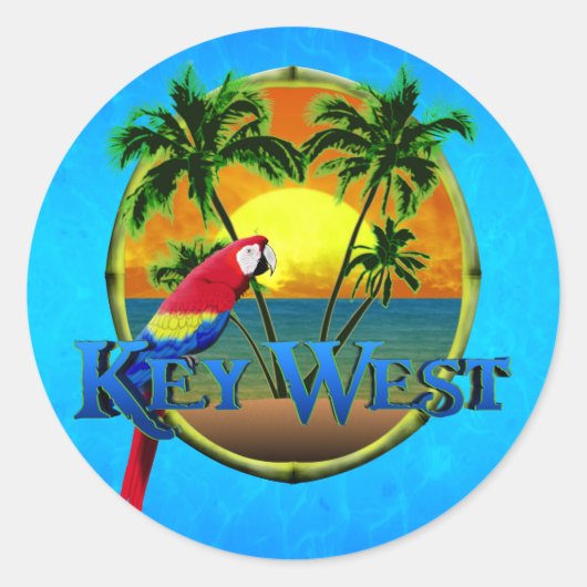 Key West Sunset Ronde Sticker (Voorkant)