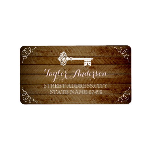 Key Wood Look Adreslabel Etiket (Voorkant)