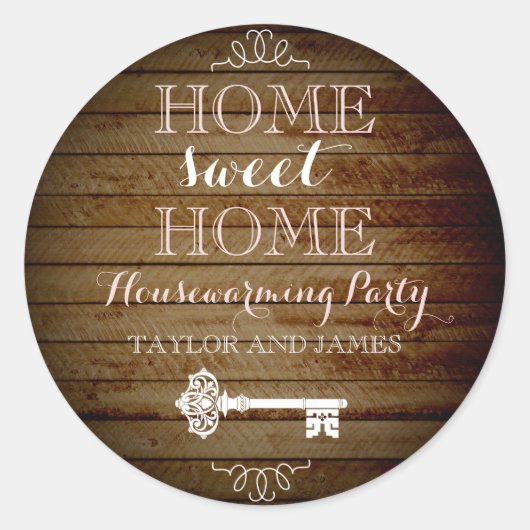  Key Wood Look Housewarming Sticker (Voorkant)