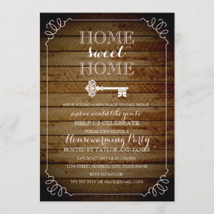  Key Wood Look Housewarming Uitnodigen Kaart