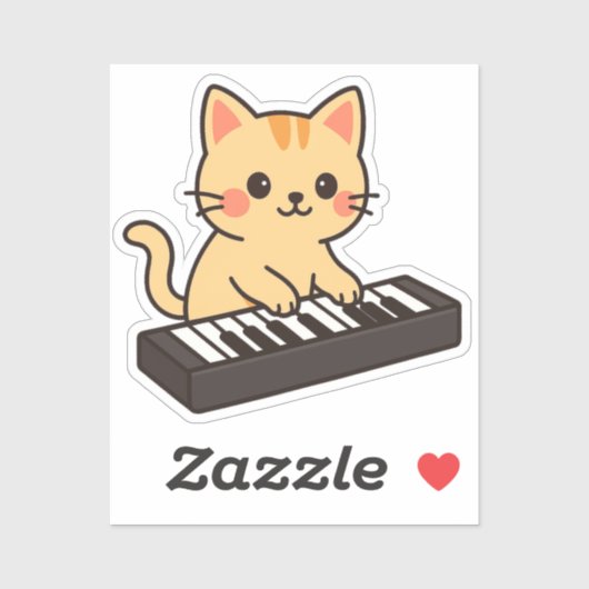 Keyboard Cat Cartoon Style Sticker (Vel)
