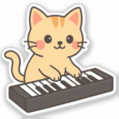 Keyboard Cat Cartoon Style Sticker (Voorkant)