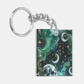 Keychain - Emerald Green Celestial Moon (Voorkant Links)