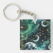 Keychain - Emerald Green Celestial Moon (Voorkant)