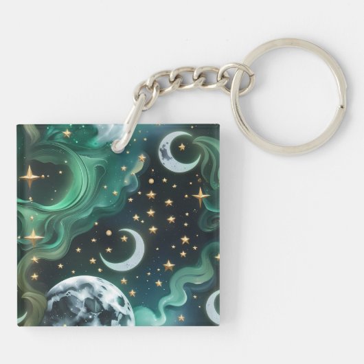 Keychain - Emerald Green Celestial Moon (Achterkant)