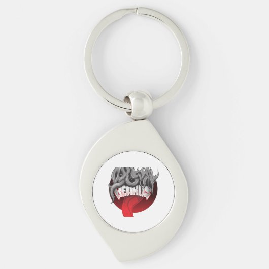 Keychain featuring a circular design with black  (Voorkant)
