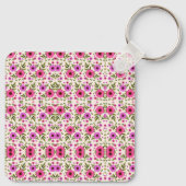 Keychain featuring a repetitive pink floral  (Achterkant)