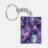 Keychain - Lavender Purple Celestial Moon Phases (Voorkant Links)