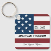 Keychain Patriotic US Flag Custom Text Name (Voorkant)
