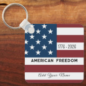Keychain Patriotic US Flag Custom Text Name (Voorkant)