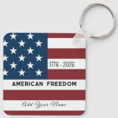 Keychain Patriotic US Flag Custom Text Name (Achterkant)