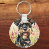 Keychain – Schnauzer Watercolor Dog Charm (Voorkant)
