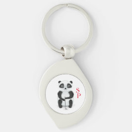 Keychain with golf playing panda and initials schl