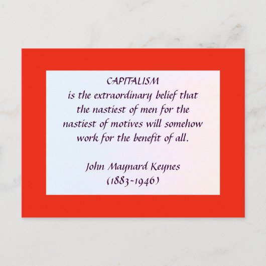 KEYNES sur carte postale CAPITALISME (Devant)