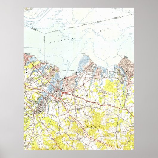 Keyport, Union Beach & Keansburg NJ Map (1954) Poster (Voorkant)