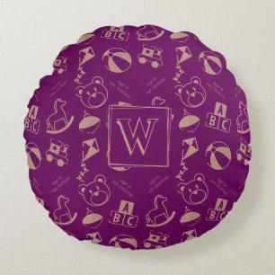 Keys naar ons kinderspeelgoed Roos Gold Monogram Rond Kussen