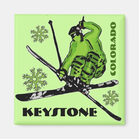 Keystone Colorado groene thema ski magneet (Voorkant)