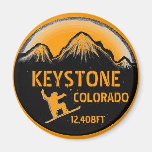 Keystone Colorado orange snowboard art aimant