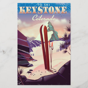 Keystone, Colorado Ski vintage stijl poster. Briefpapier