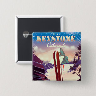Keystone, Colorado Ski vintage stijl poster. Vierkante Button 5,1 Cm