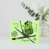 Keystone Colorado vert thème ski carte postale (Debout devant)