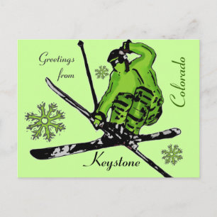 Keystone Colorado vert thème ski carte postale