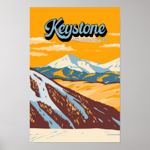 Keystone Colorado Winter Ski Gebied Vintage Poster