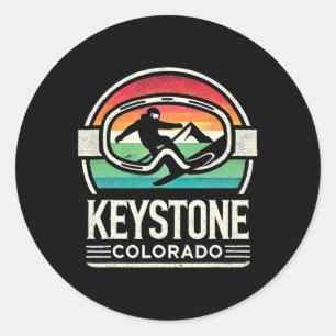 Keystone-snowboarden Retro Colorado-bergsneeuw Ronde Sticker