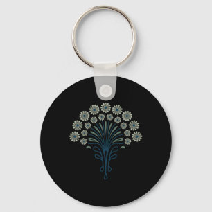 Kf 0358 E - Retro Daisies 70s Bloemenpaté Sleutelhanger