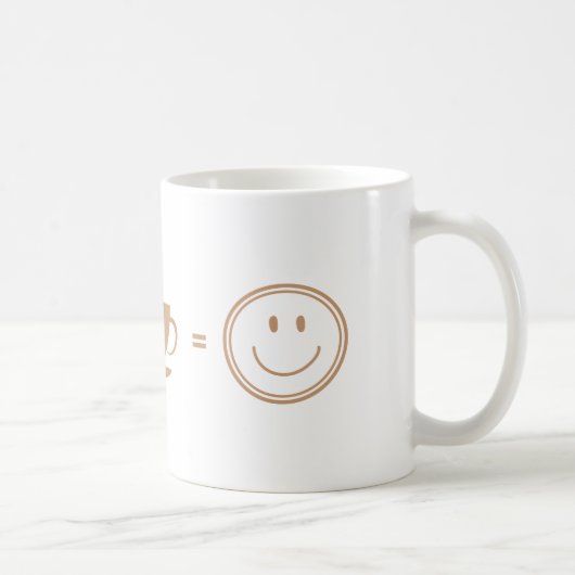 Kfronsend gezicht + koffie = blij gezicht koffiemok (Rechts)