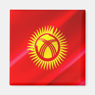 KG002 Kirgizië zwaait FLAG Kirgizië, Fridge Magne Magneet