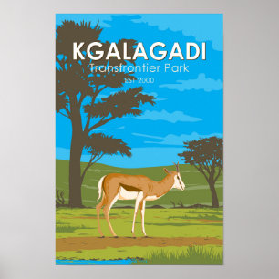 Kgalagadi Transborder Park Travel Art Vintage Poster