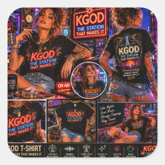 KGOD Radio Late Night  Vierkante Sticker