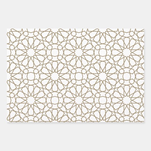 Khaki Arabesque Pattern Gift Wrapping Paper (Voorkant)
