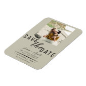 Khaki Beige Bewaar de datum Foto Bruiloft Magneet (Linkerzijde)