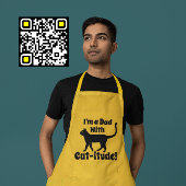 Khaki Black Gepersonaliseerde Crazy Cat Daddy Lang Schort