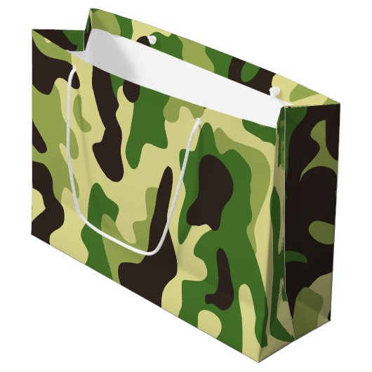 Khaki-camouflage Groot Cadeauzakje (Voorkant Gekanteld)