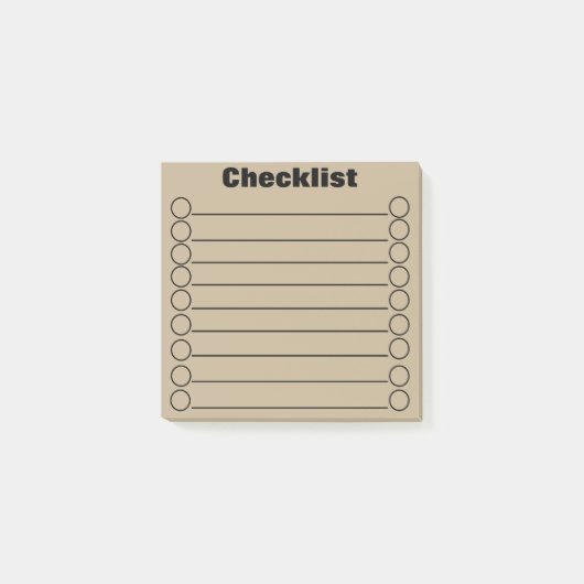 Khaki Checklist Post-it® notes 3" x 3" (Voorkant)