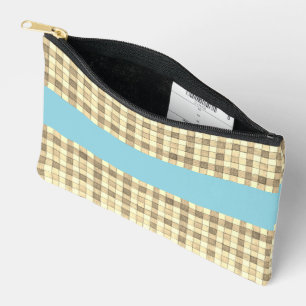 Khaki & crème gingham, blauwe streep Accessoire po Etui
