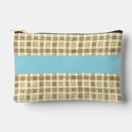 Khaki & crème gingham, blauwe streep Accessoire po Etui