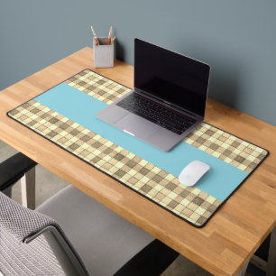 Khaki crème tan en vichy tapis de bureau bleu rayé