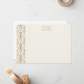 Khaki Damask-briefkaart Notitiekaartje (Voorkant / Achterkant in situ)