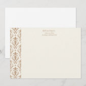 Khaki Damask-briefkaart Notitiekaartje (Voorkant / Achterkant)